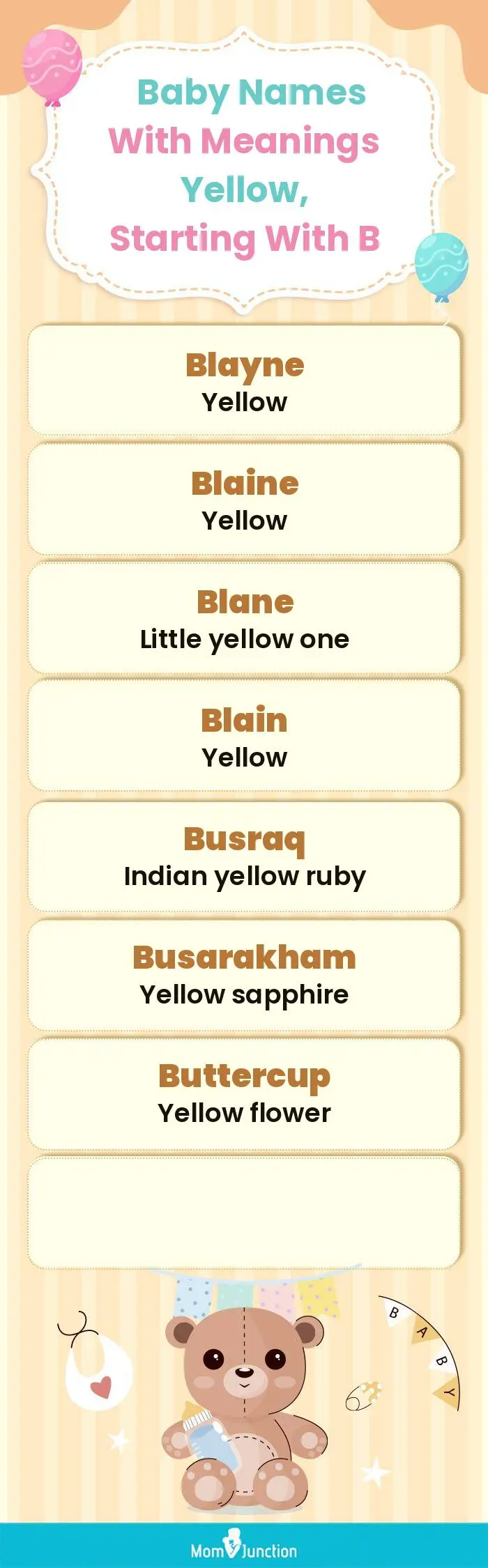  Baby Names with Meanings Yellow, Starting With B(infographic)