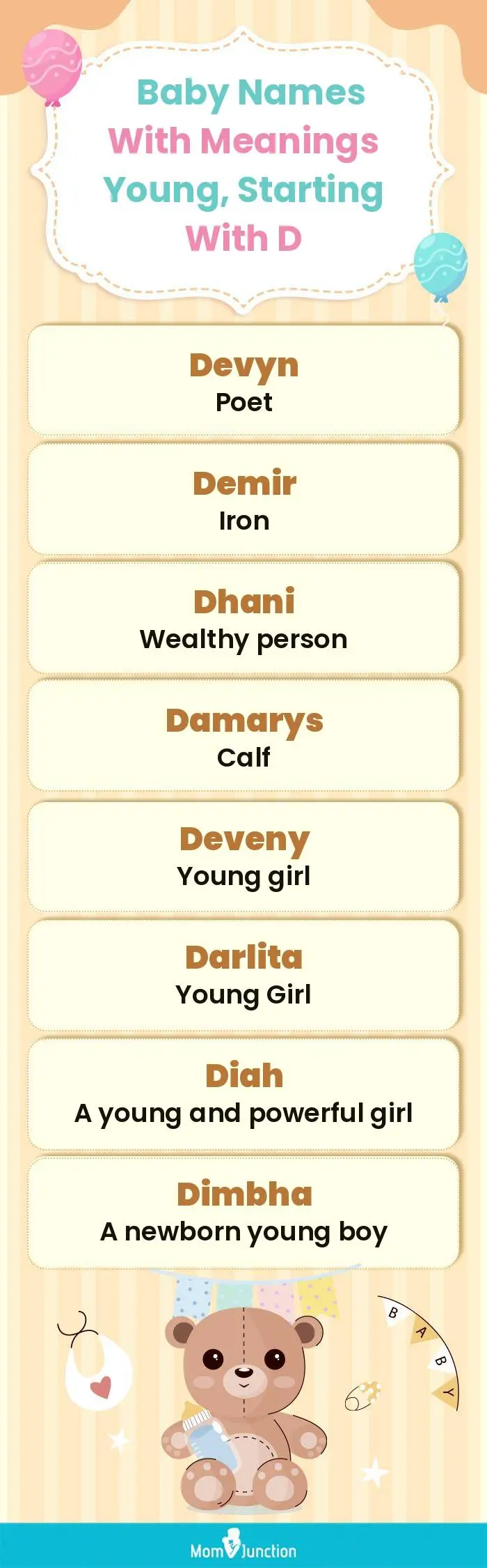  Baby Names with Meanings Young, Starting With D(infographic)