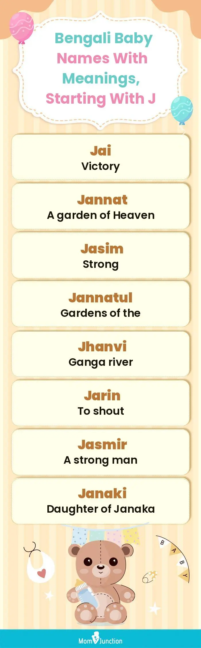  Bengali Baby Names with Meanings, Starting With J(infographic)