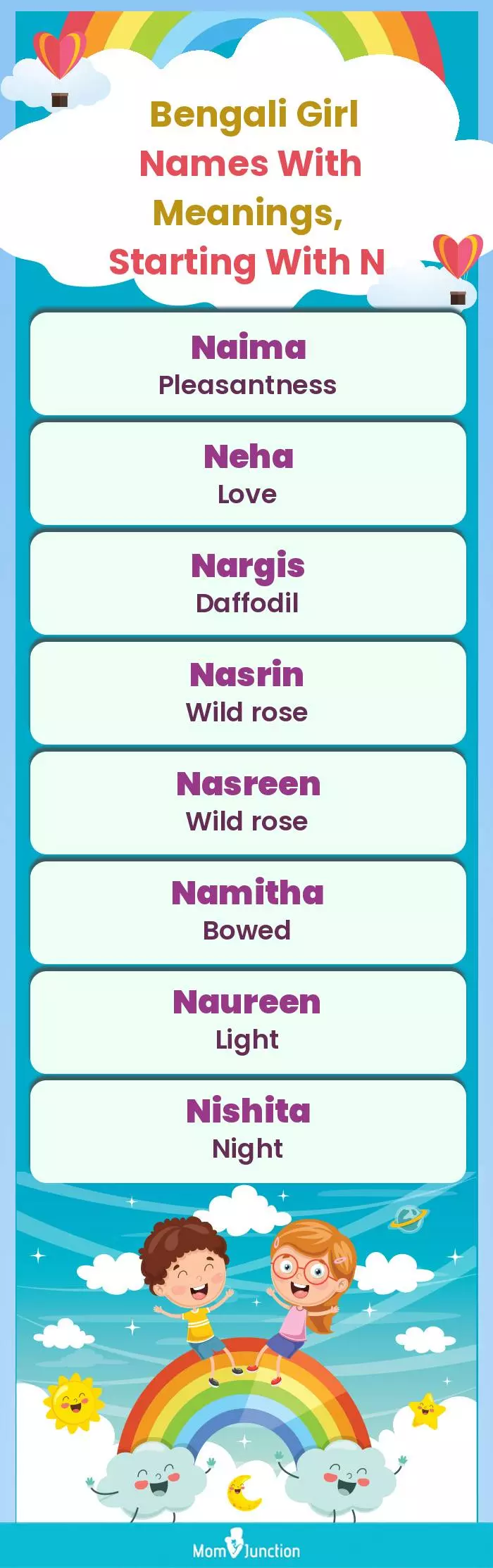  Bengali Girl Names with Meanings, Starting With N(infographic)