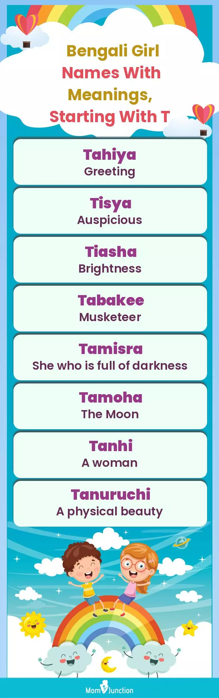  Bengali Girl Names with Meanings, Starting With T(infographic)