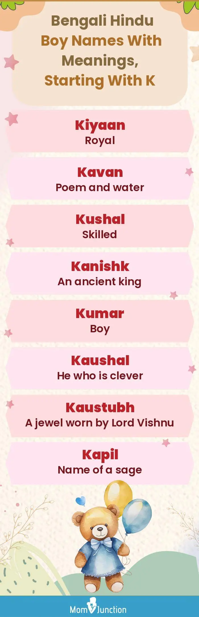  Bengali Hindu Boy Names with Meanings, Starting With K(infographic)