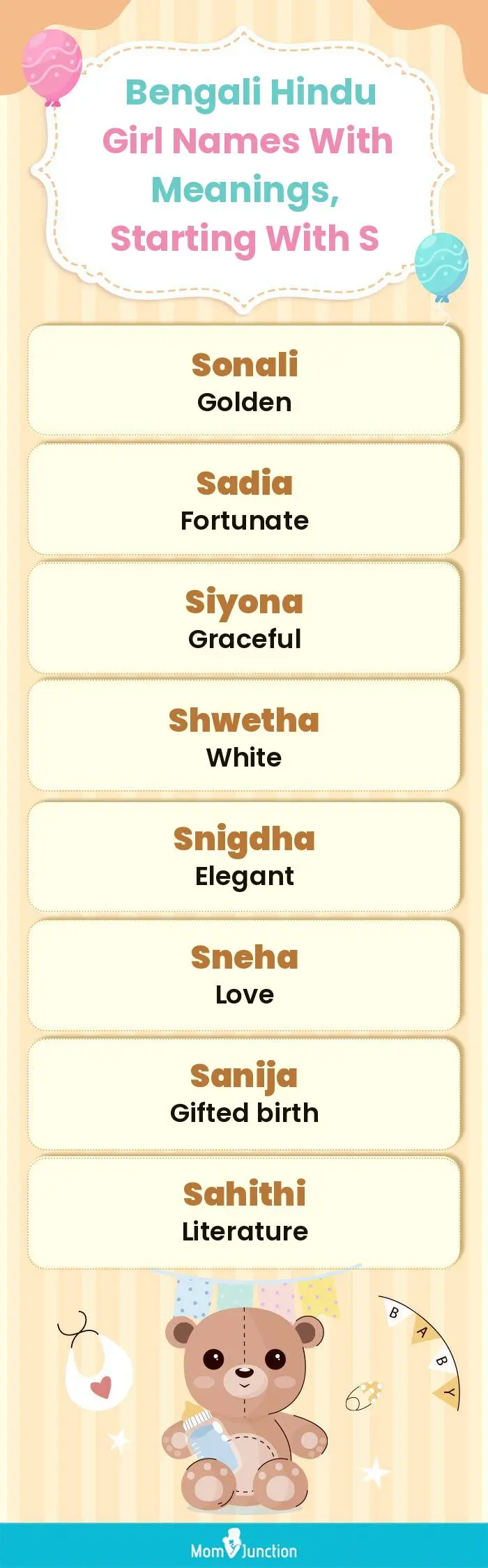  Bengali Hindu Girl Names with Meanings, Starting With S(infographic)