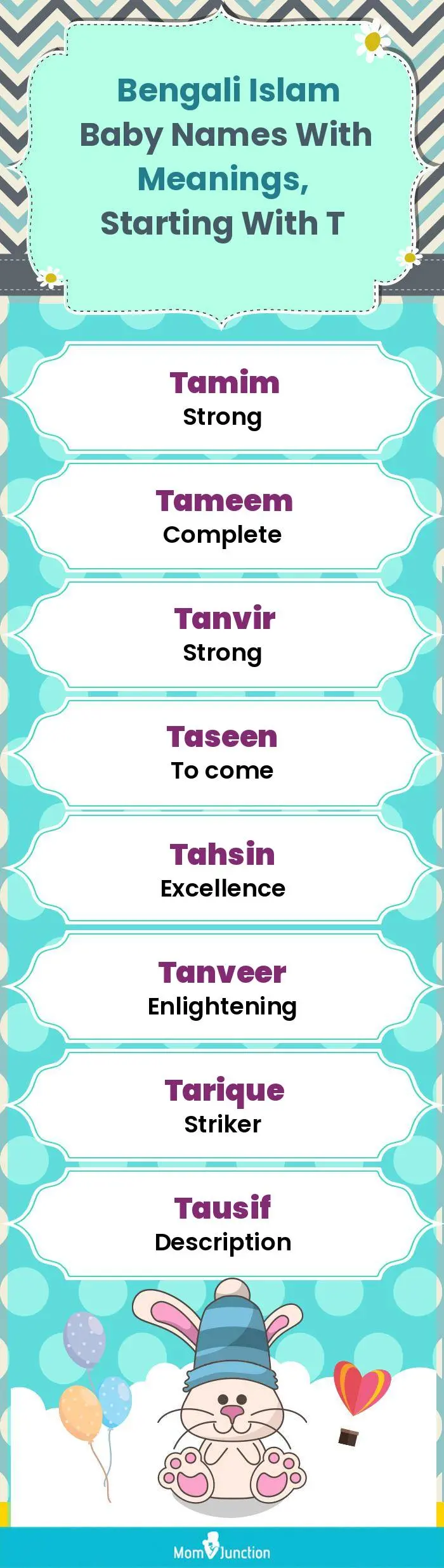  Bengali Islam Baby Names with Meanings, Starting With T(infographic)