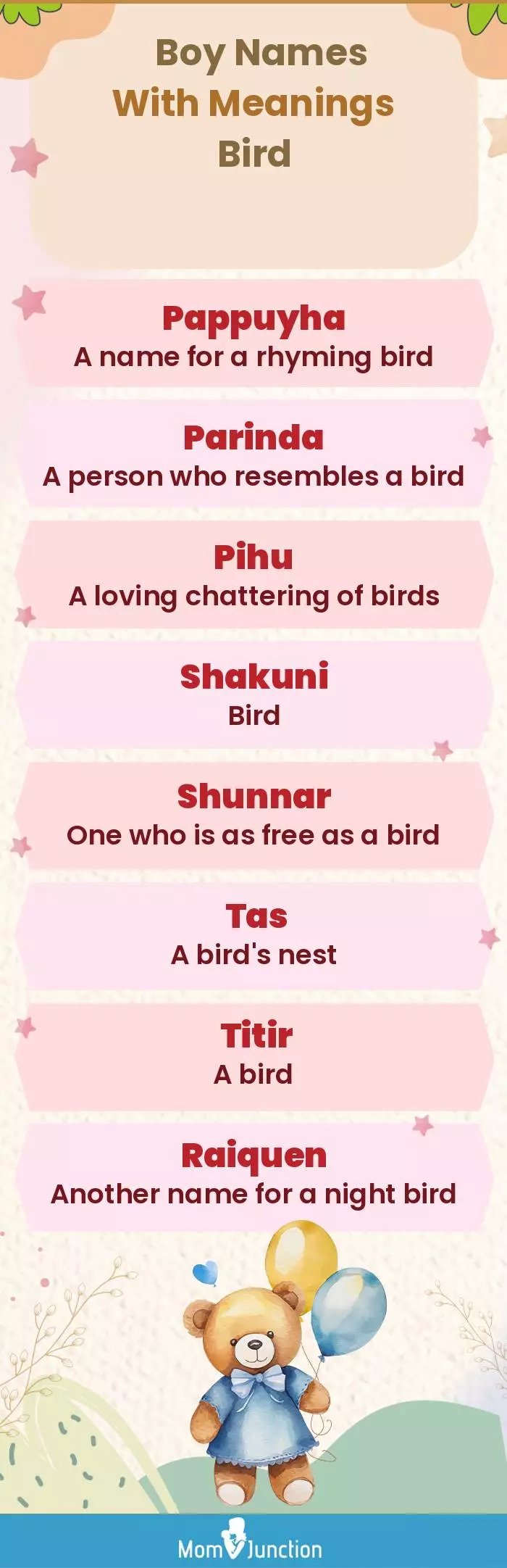  Boy Names with Meanings Bird(infographic)