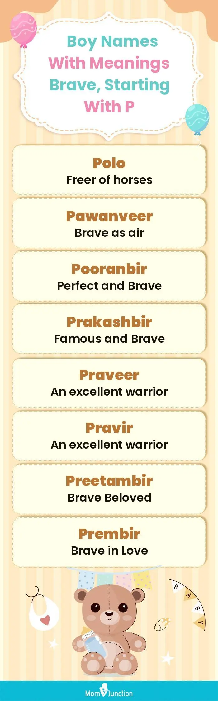  Boy Names with Meanings Brave, Starting With P(infographic)