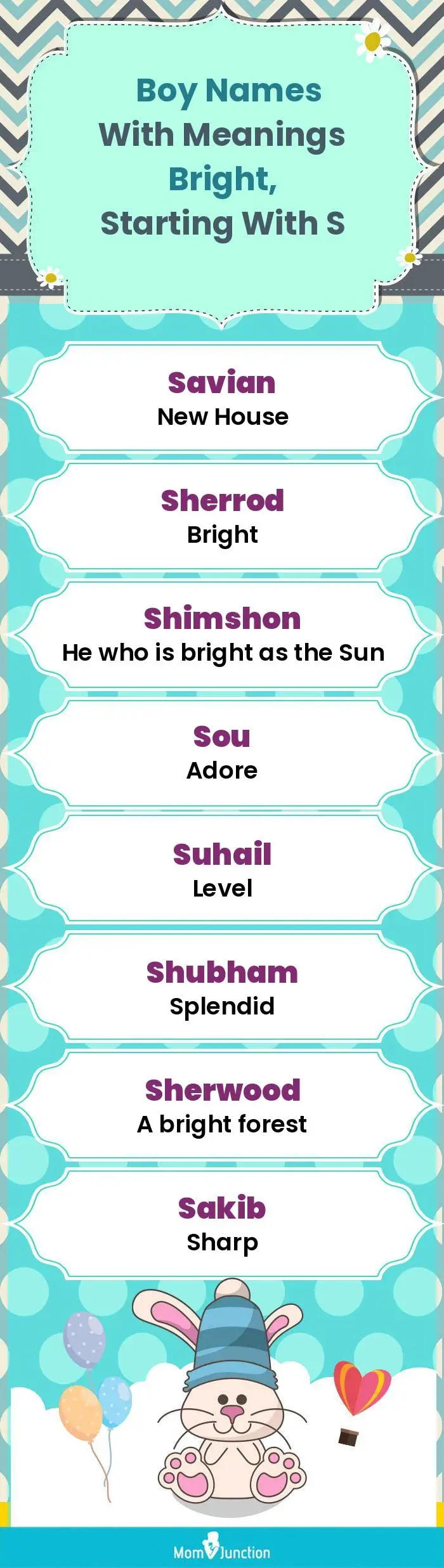  Boy Names with Meanings Bright, Starting With S(infographic)