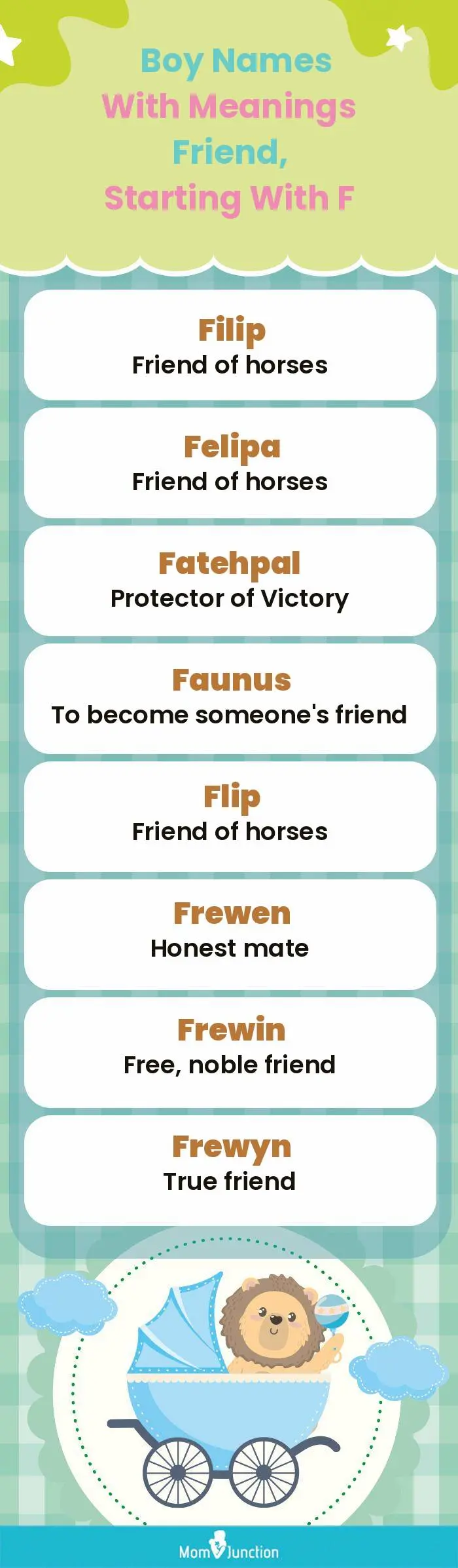  Boy Names with Meanings Friend, Starting With F(infographic)