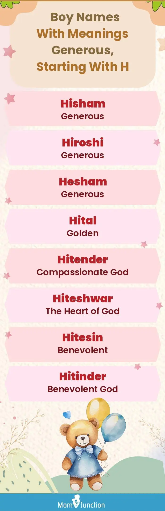  Boy Names with Meanings Generous, Starting With H(infographic)