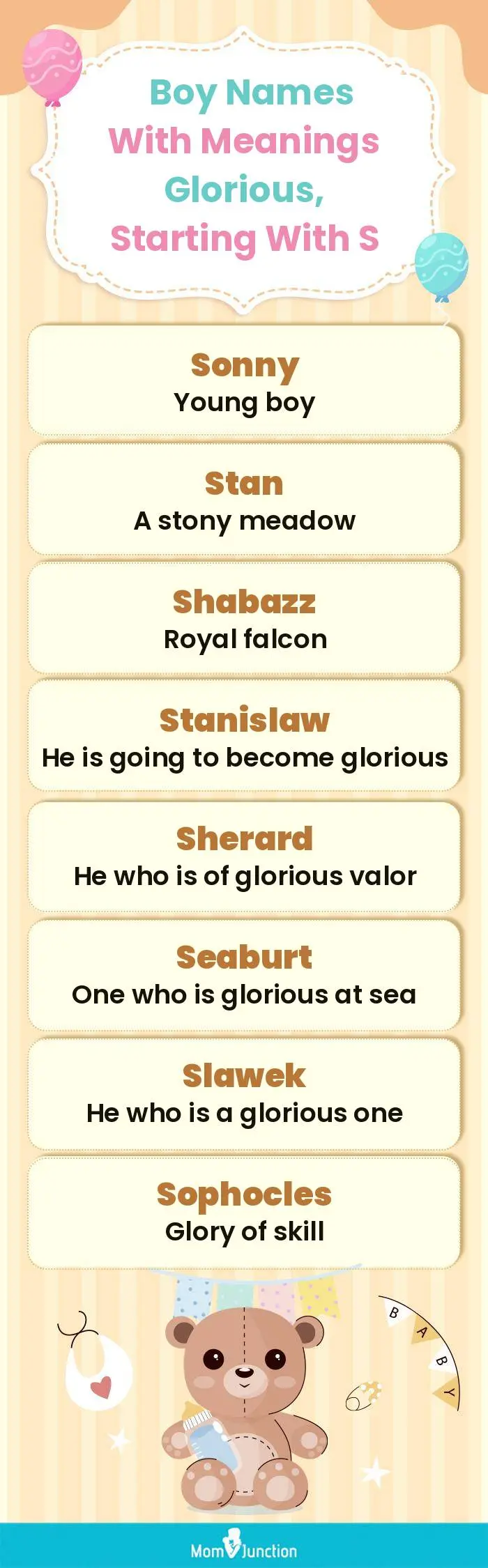  Boy Names with Meanings Glorious, Starting With S(infographic)