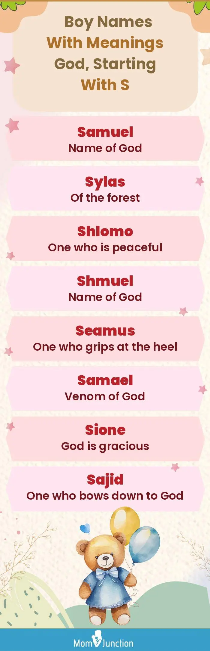  Boy Names with Meanings God, Starting With S(infographic)