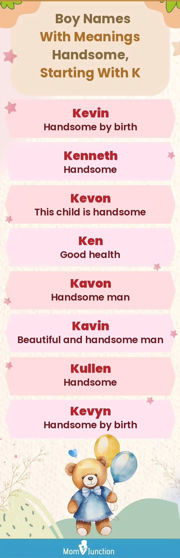  Boy Names with Meanings Handsome, Starting With K(infographic)