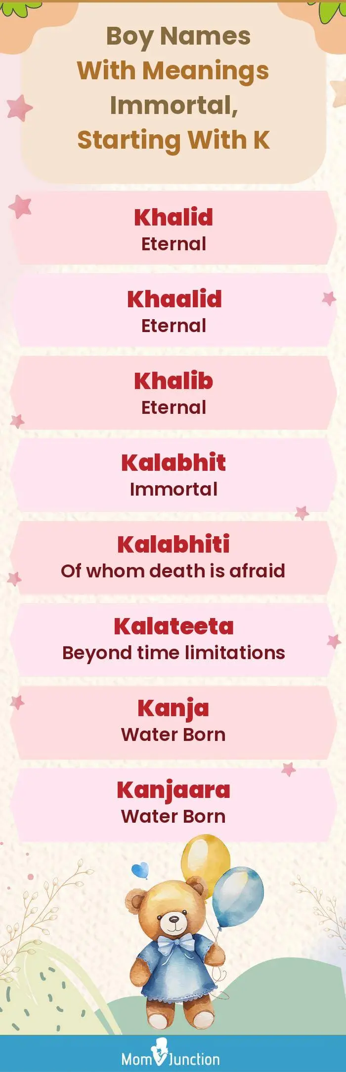  Boy Names with Meanings Immortal, Starting With K(infographic)