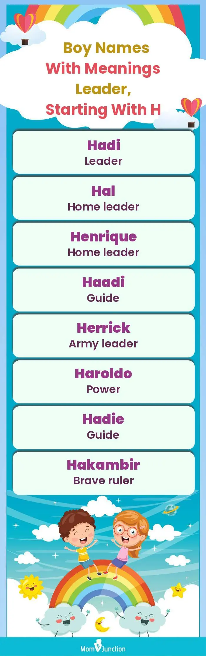  Boy Names with Meanings Leader, Starting With H(infographic)