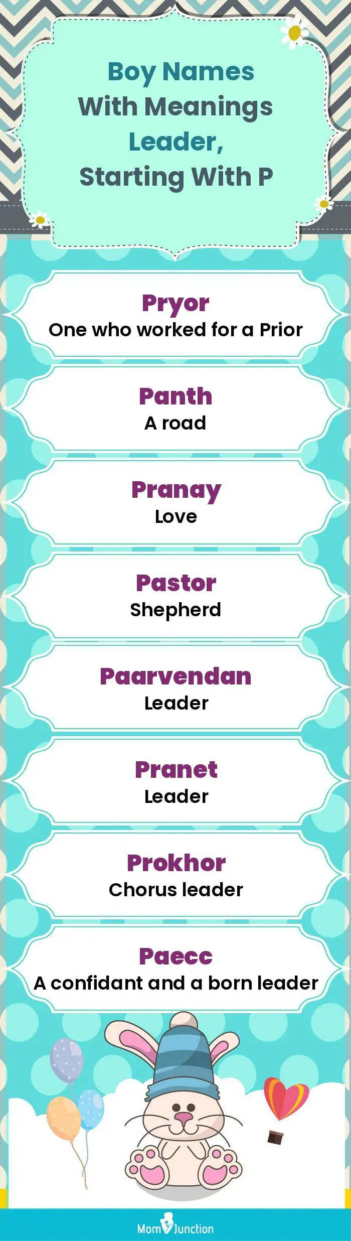  Boy Names with Meanings Leader, Starting With P(infographic)