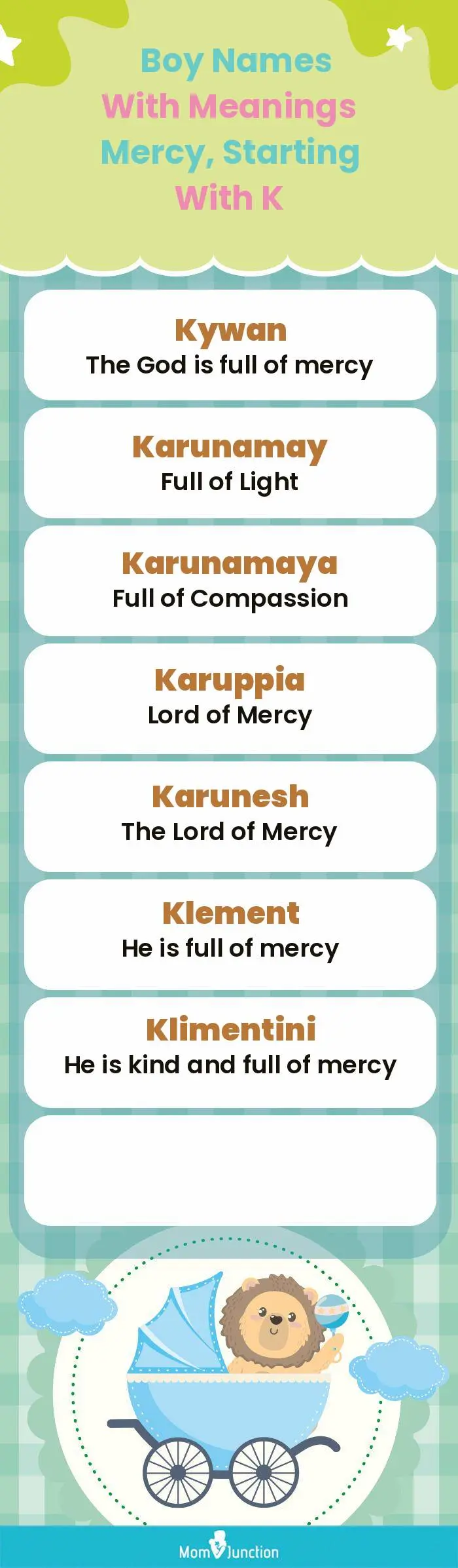  Boy Names with Meanings Mercy, Starting With K(infographic)