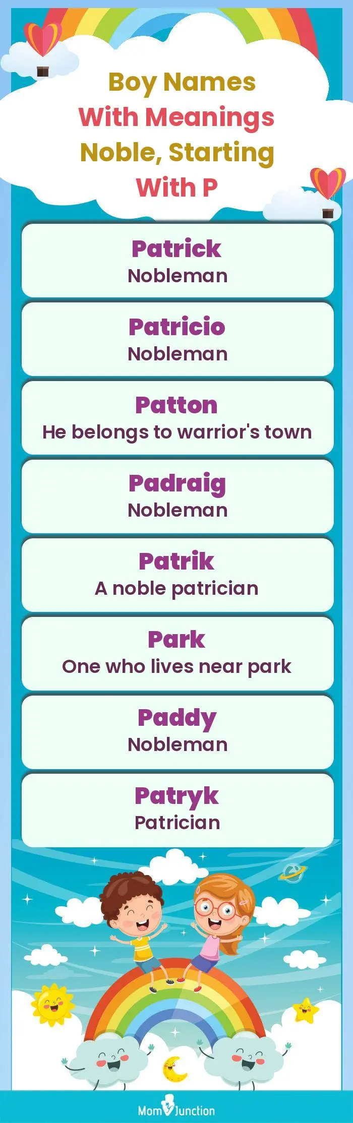  Boy Names with Meanings Noble, Starting With P(infographic)