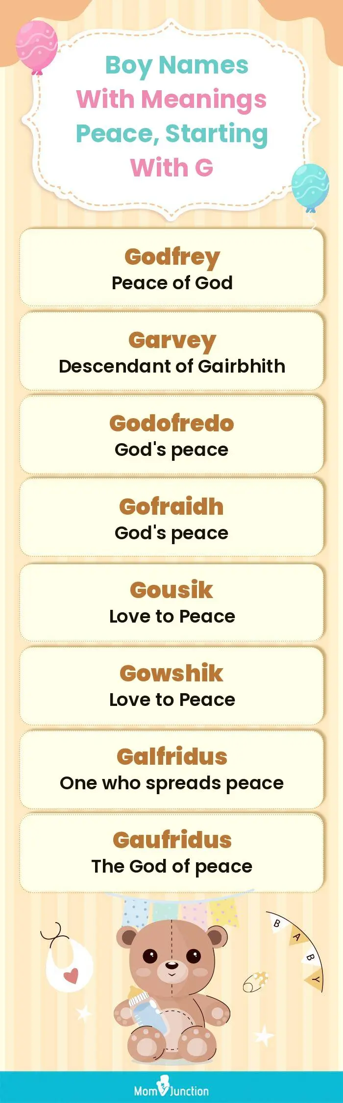  Boy Names with Meanings Peace, Starting With G(infographic)