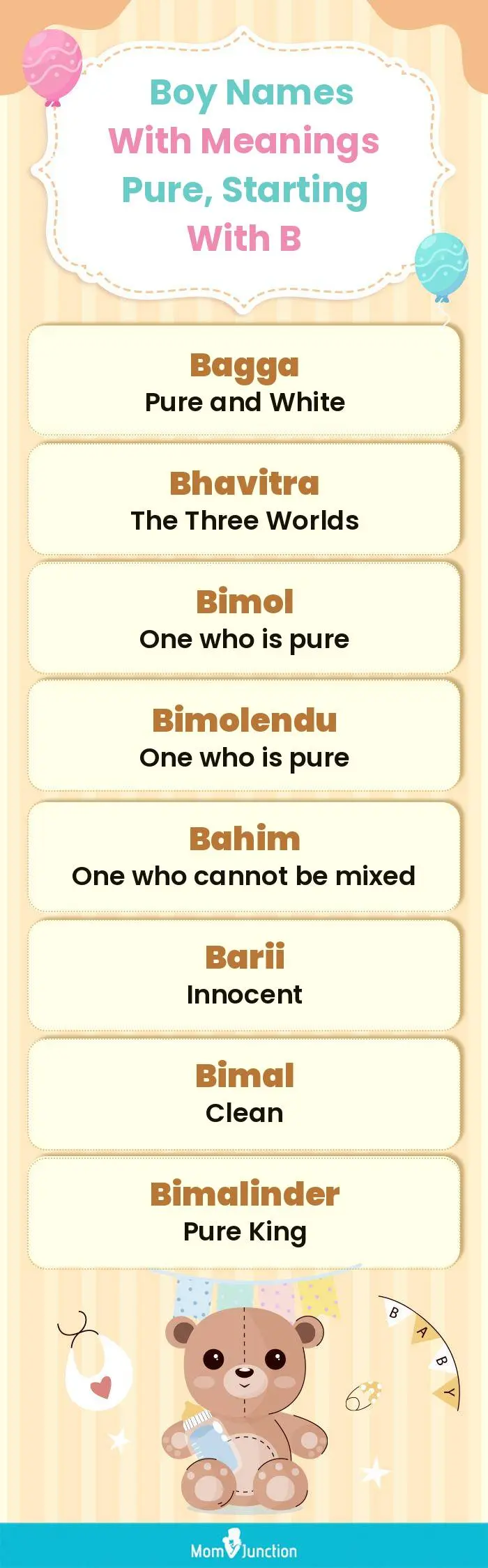  Boy Names with Meanings Pure, Starting With B(infographic)