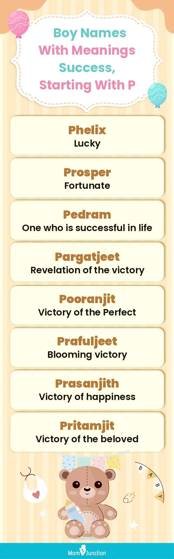  Boy Names with Meanings Success, Starting With P(infographic)