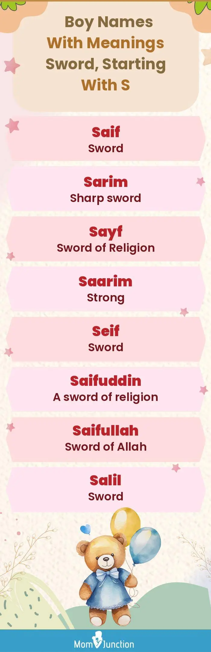  Boy Names with Meanings Sword, Starting With S(infographic)