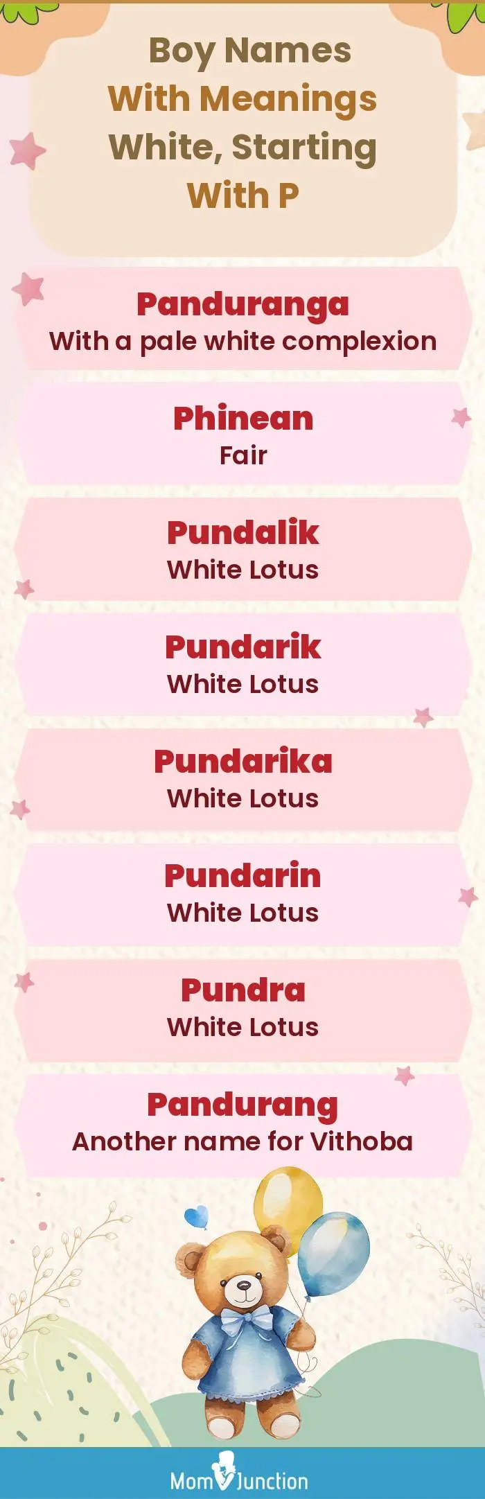  Boy Names with Meanings White, Starting With P(infographic)