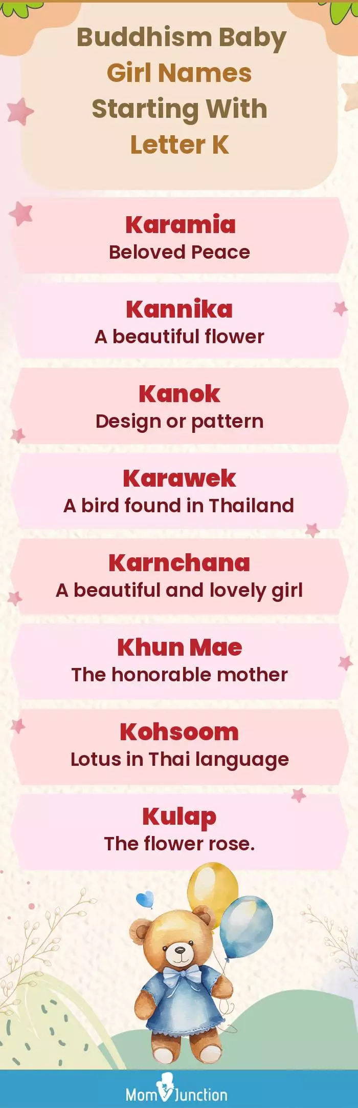  Buddhism Baby Girl Names Starting With Letter K(infographic)