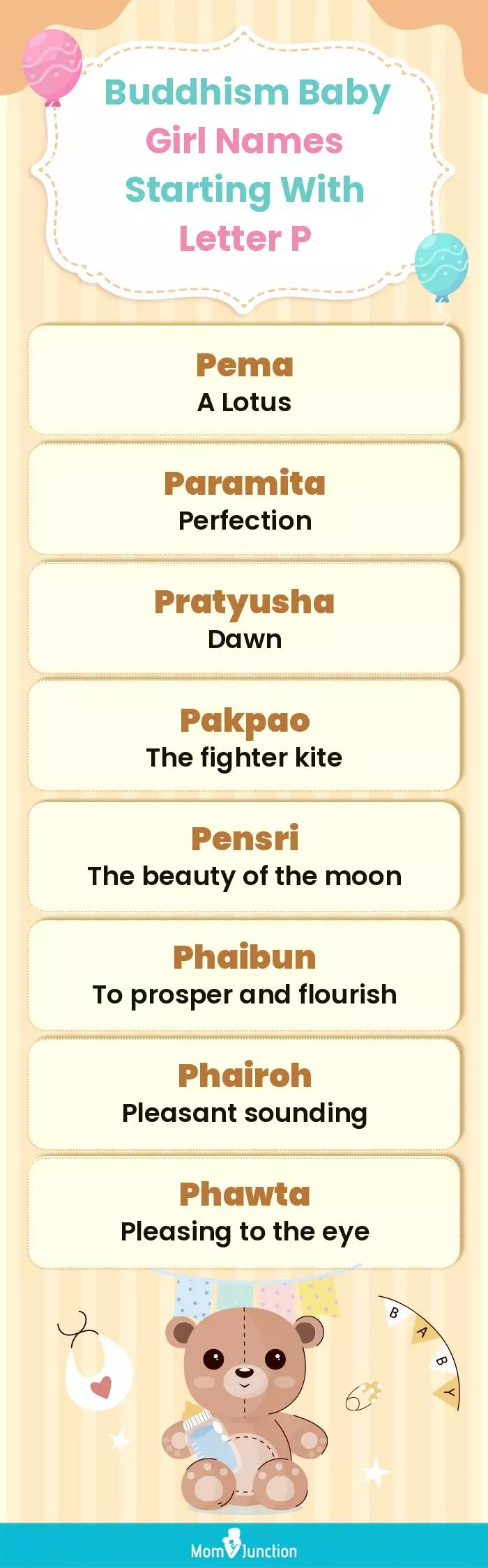  Buddhism Baby Girl Names Starting With Letter P(infographic)