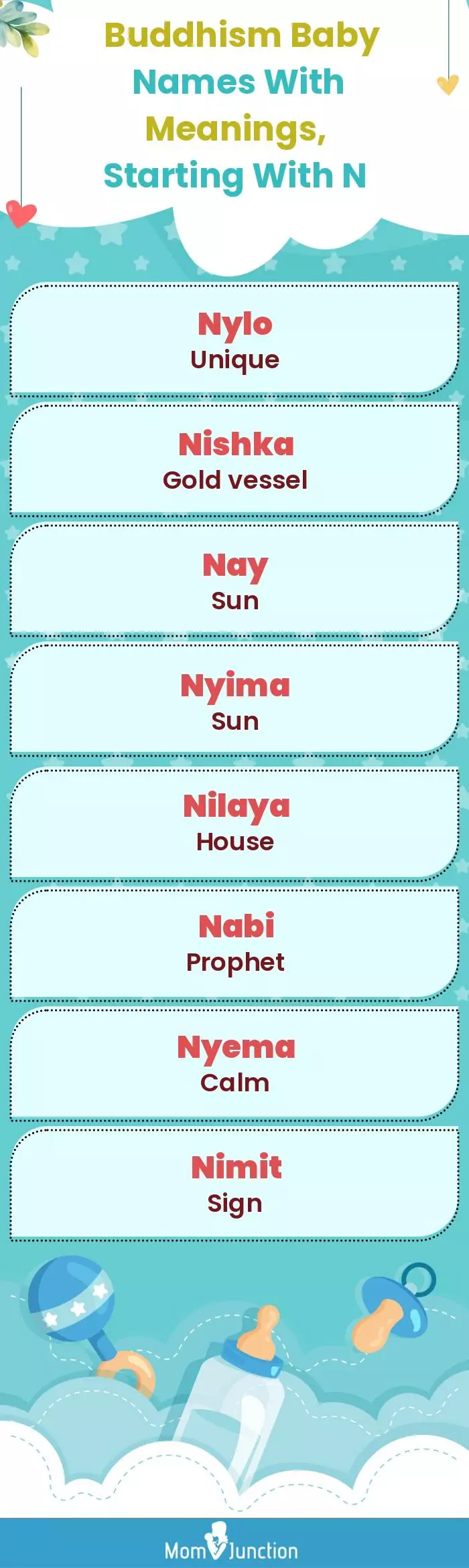  Buddhism Baby Names with Meanings, Starting With N(infographic)