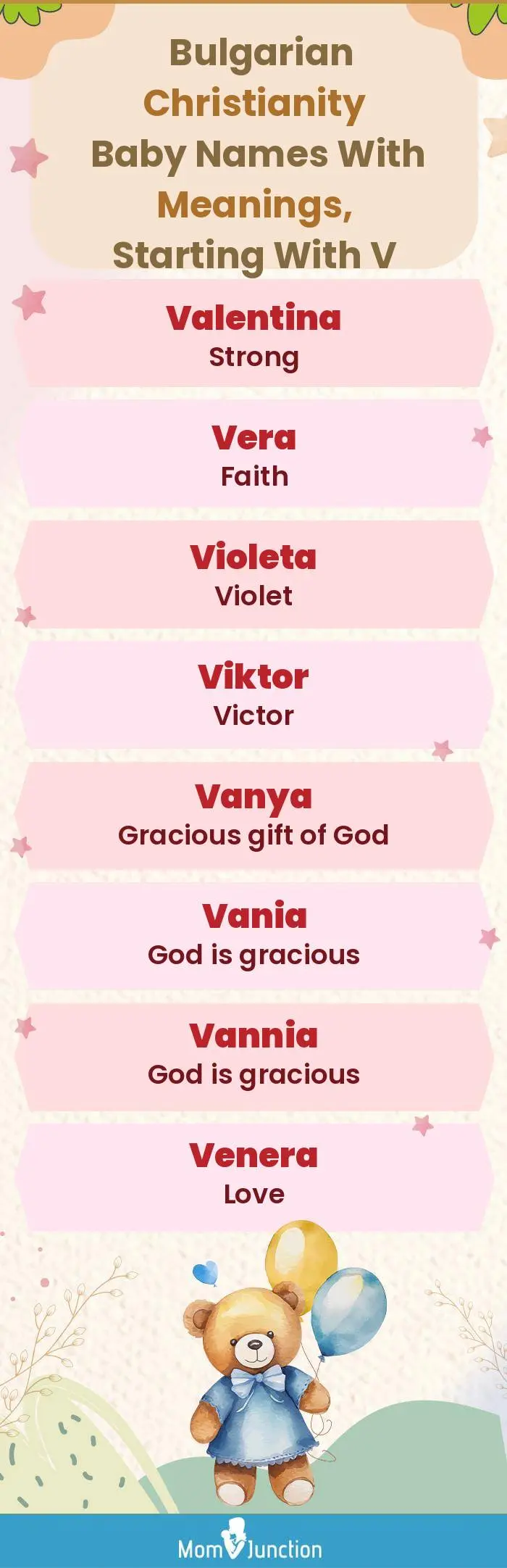  Bulgarian Christianity Baby Names with Meanings, Starting With V(infographic)