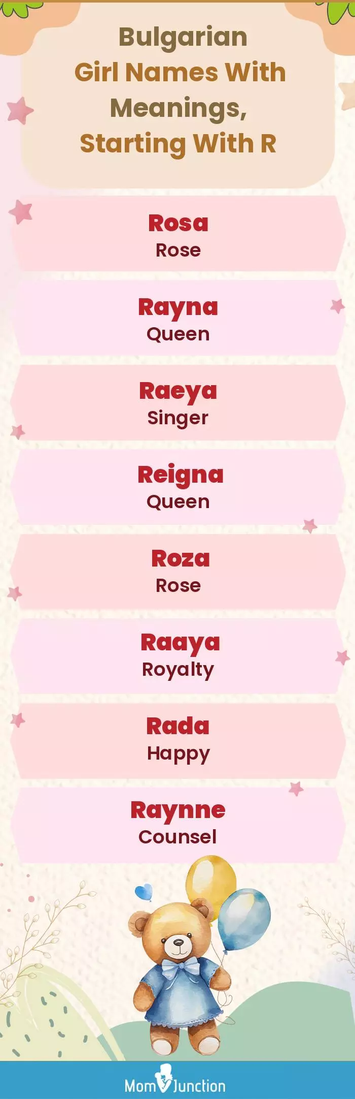  Bulgarian Girl Names with Meanings, Starting With R(infographic)