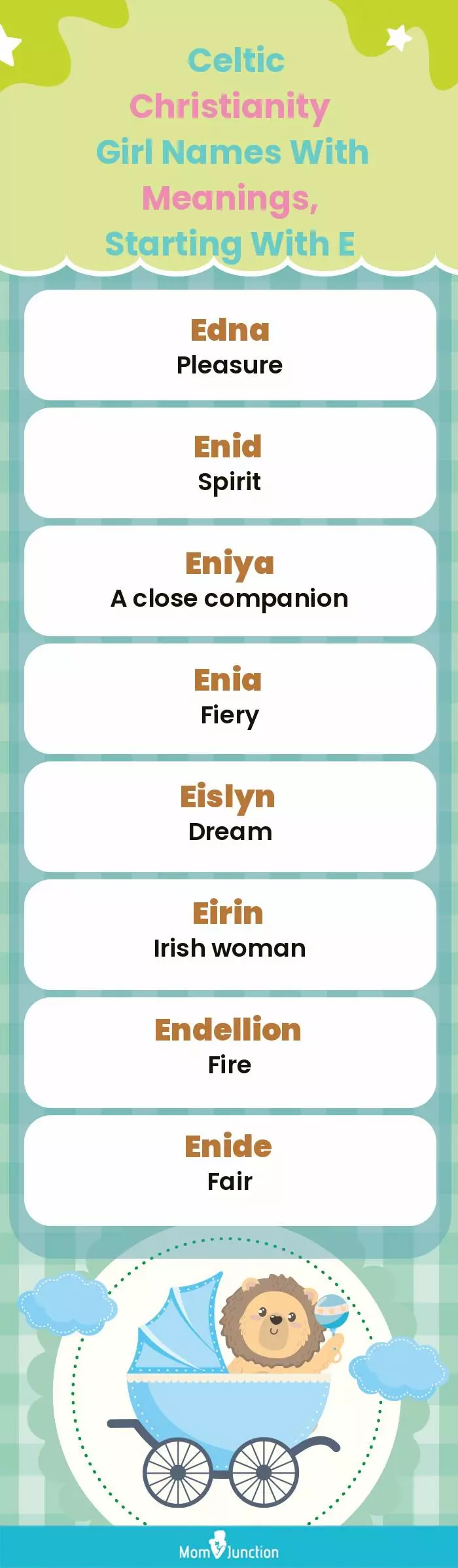  Celtic Christianity Girl Names with Meanings, Starting With E(infographic)