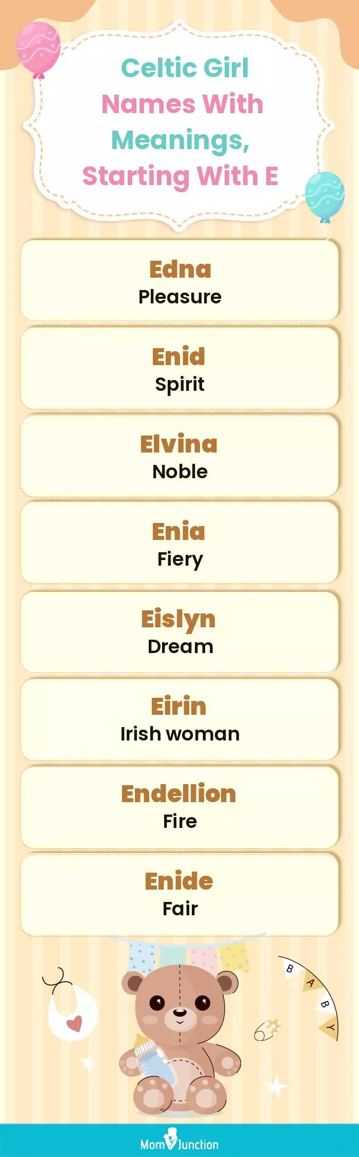  Celtic Girl Names with Meanings, Starting With E(infographic)