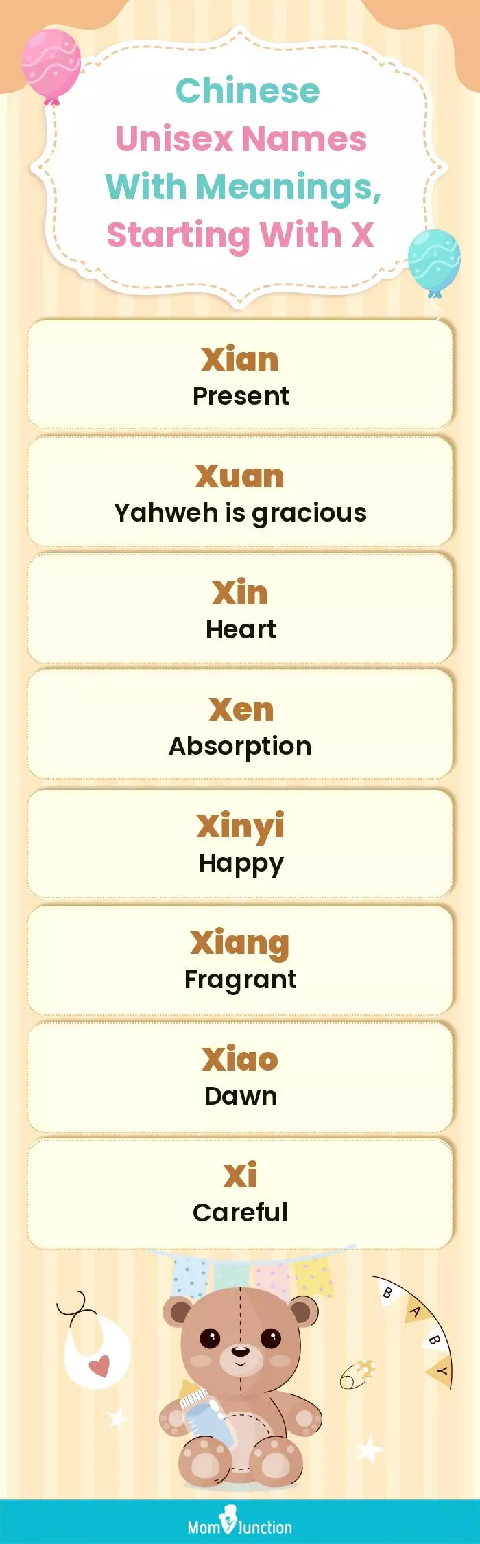  Chinese Unisex Names with Meanings, Starting With X(infographic)