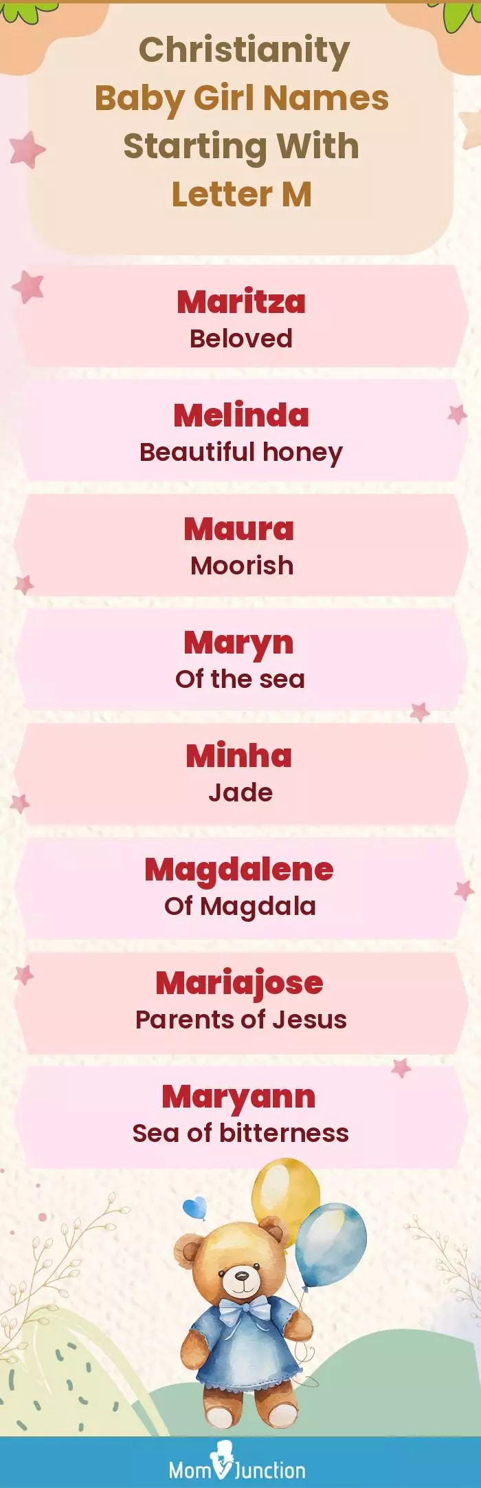  Christianity Baby Girl Names Starting With Letter M(infographic)