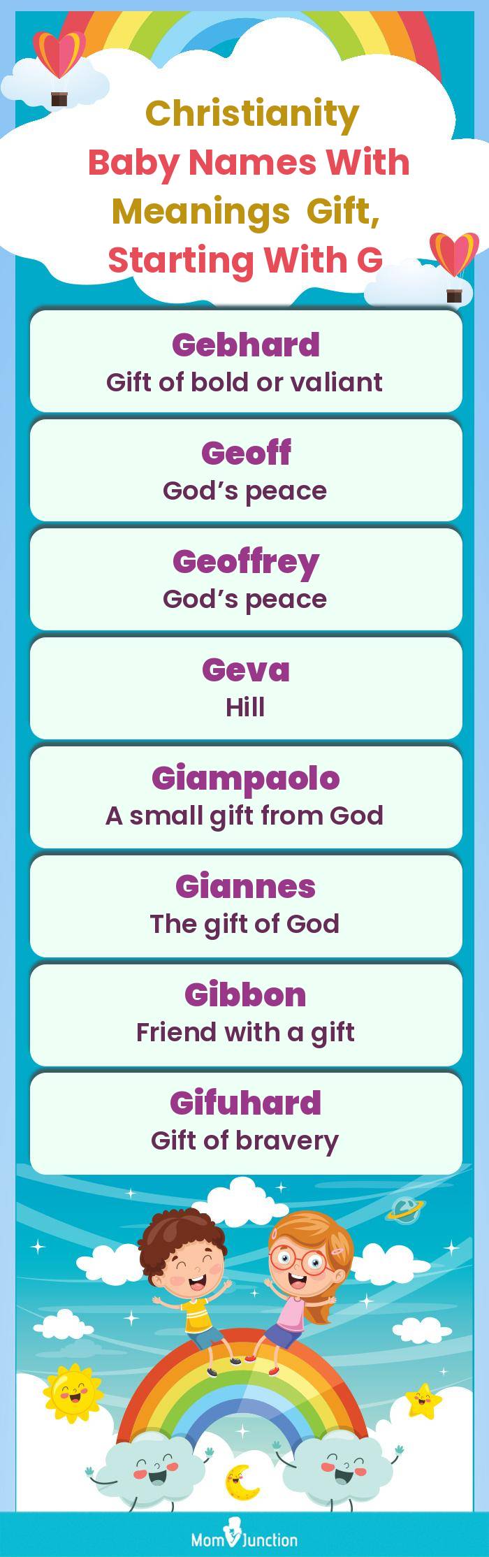  Christianity Baby Names with Meanings Gift, Starting With G(infographic)