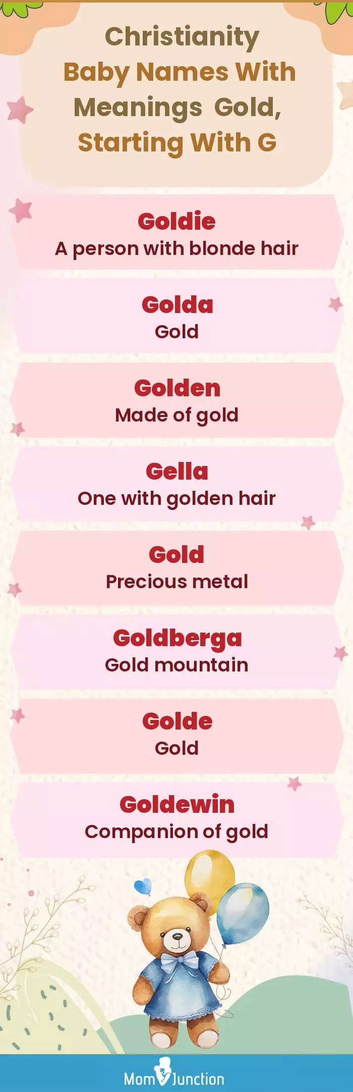  Christianity Baby Names with Meanings Gold, Starting With G(infographic)