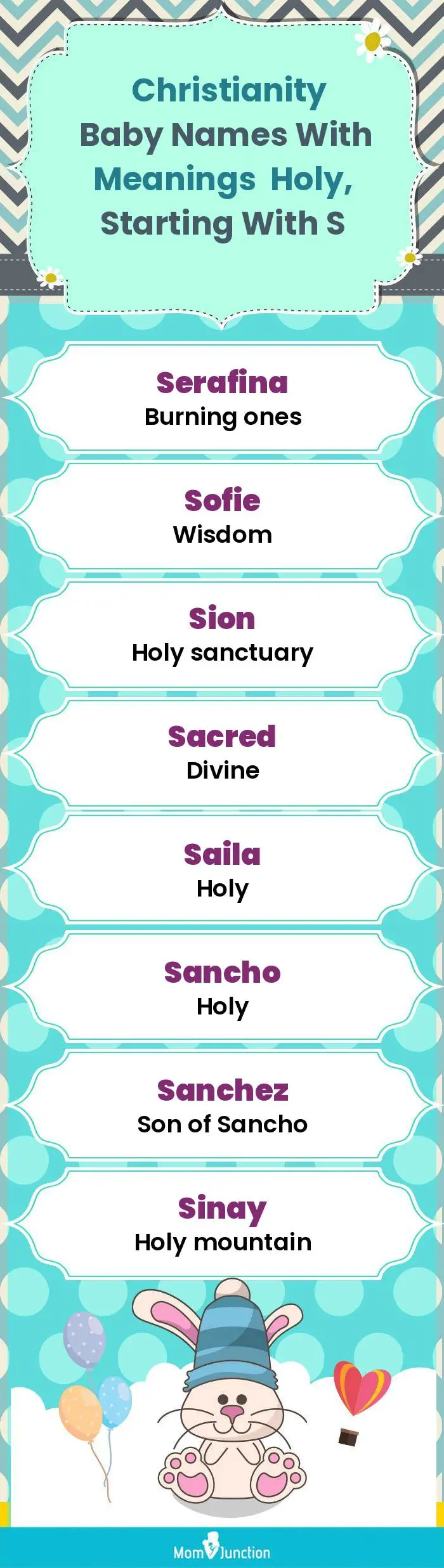  Christianity Baby Names with Meanings Holy, Starting With S(infographic)