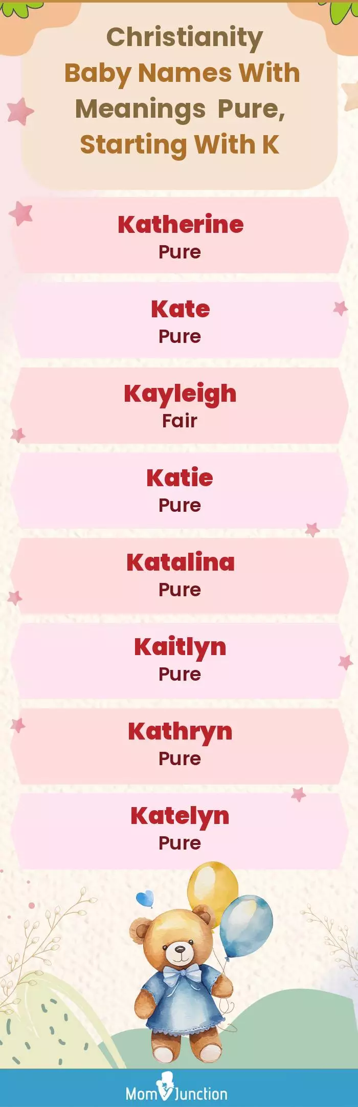  Christianity Baby Names with Meanings Pure, Starting With K(infographic)