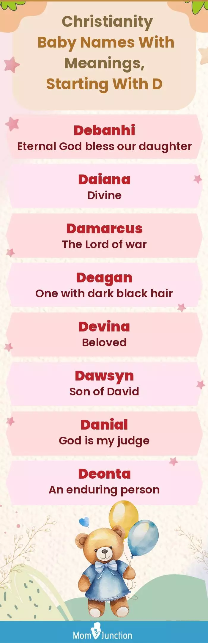  Christianity Baby Names with Meanings, Starting With D(infographic)