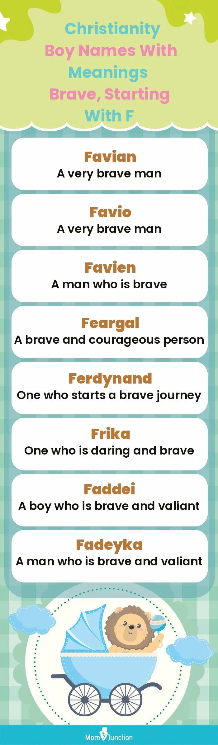  Christianity Boy Names with Meanings Brave, Starting With F(infographic)