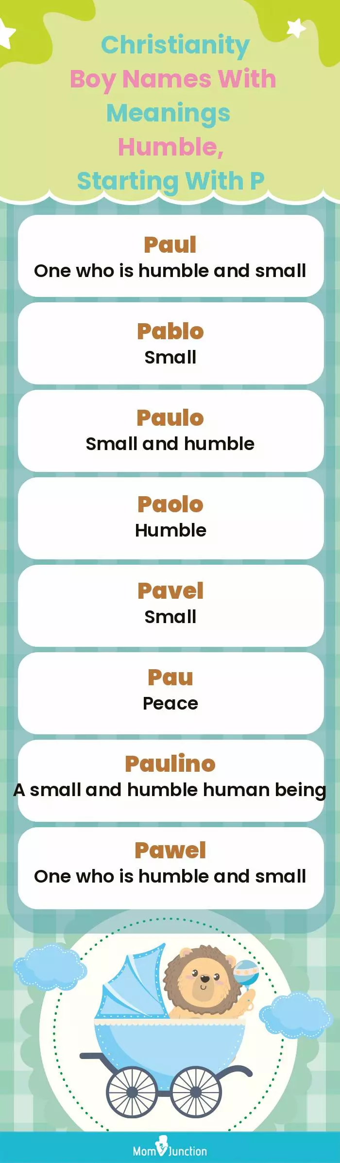  Christianity Boy Names with Meanings Humble, Starting With P(infographic)