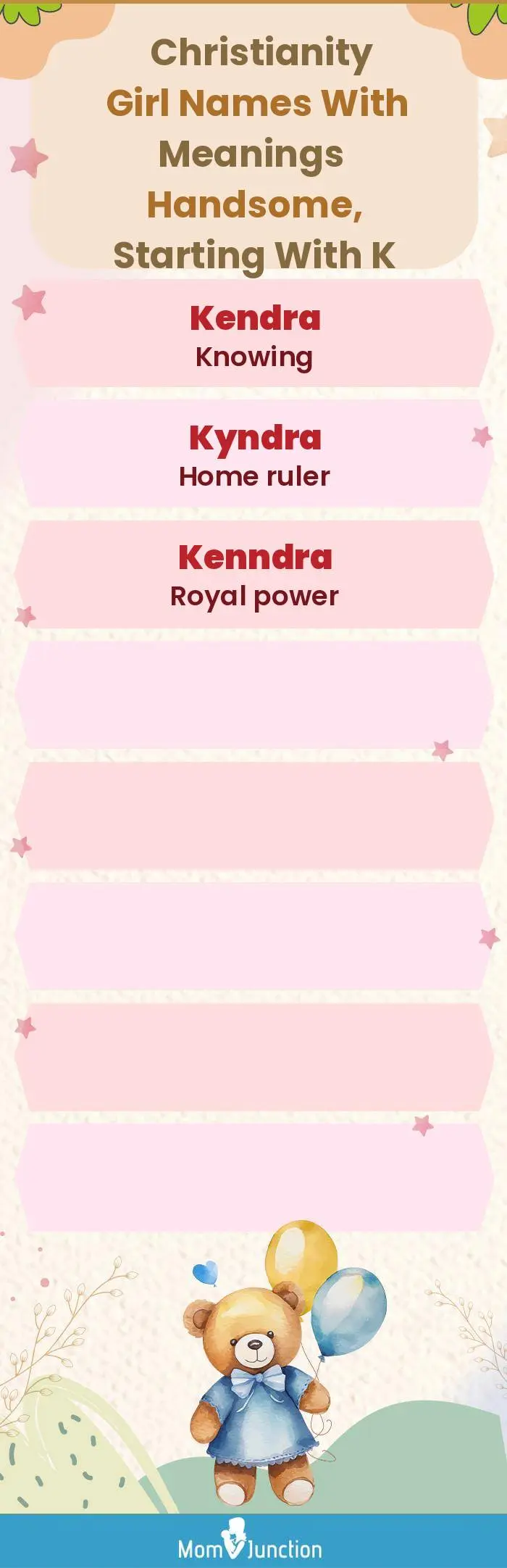  Christianity Girl Names with Meanings Handsome, Starting With K(infographic)