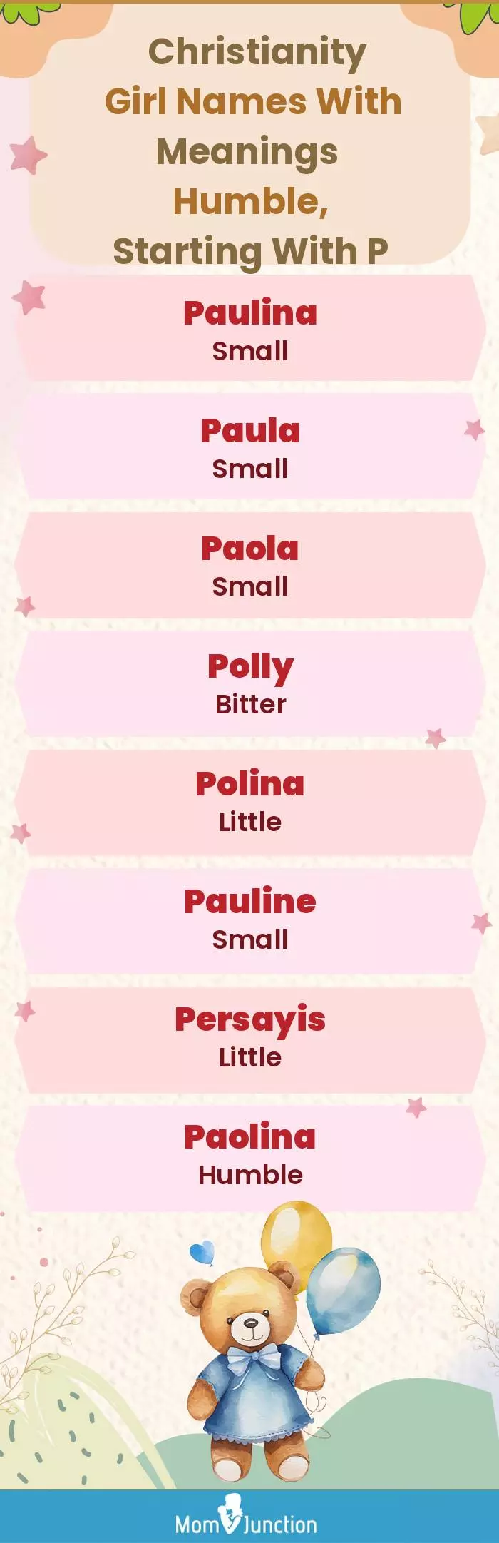  Christianity Girl Names with Meanings Humble, Starting With P(infographic)