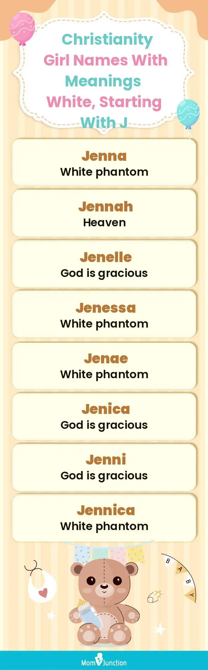  Christianity Girl Names with Meanings White, Starting With J(infographic)