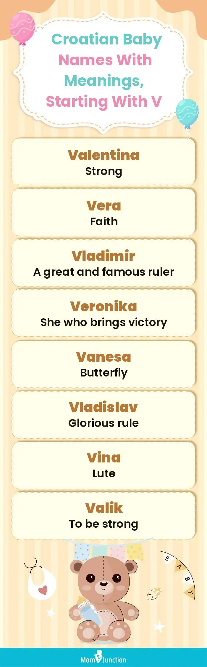  Croatian Baby Names with Meanings, Starting With V(infographic)