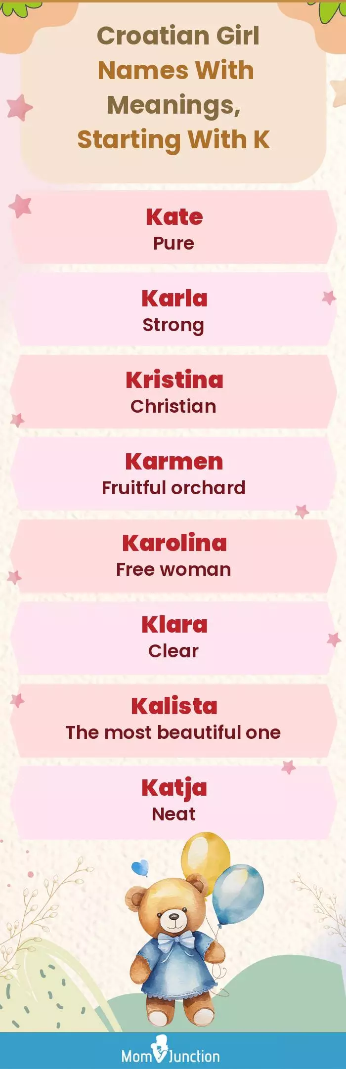  Croatian Girl Names with Meanings, Starting With K(infographic)