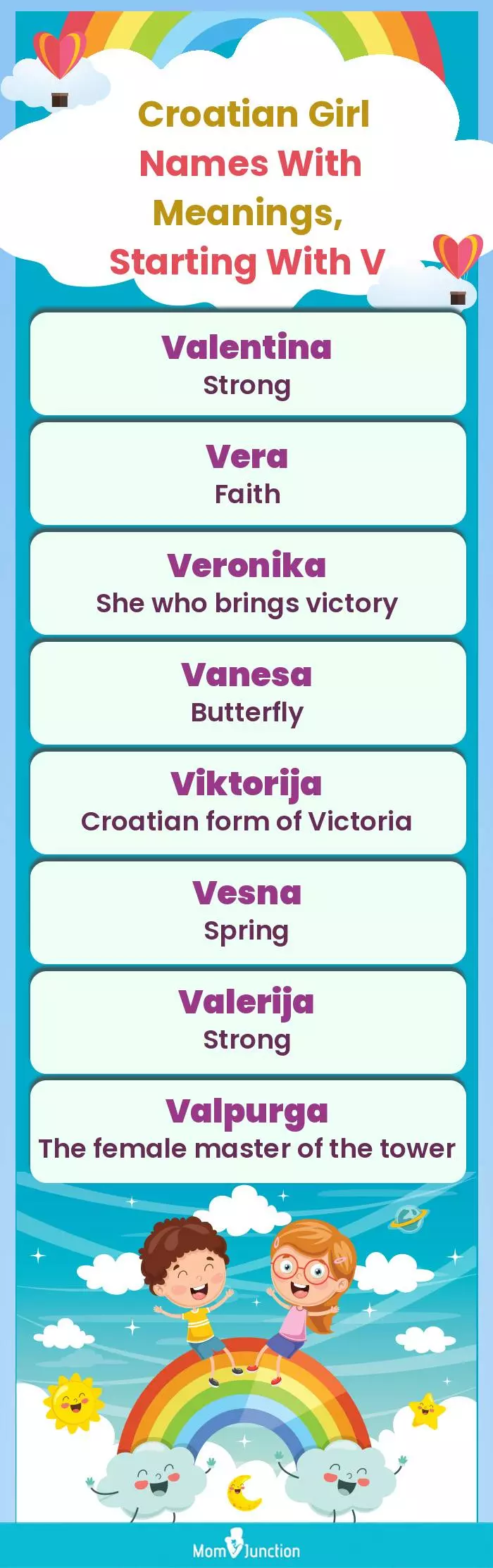  Croatian Girl Names with Meanings, Starting With V(infographic)