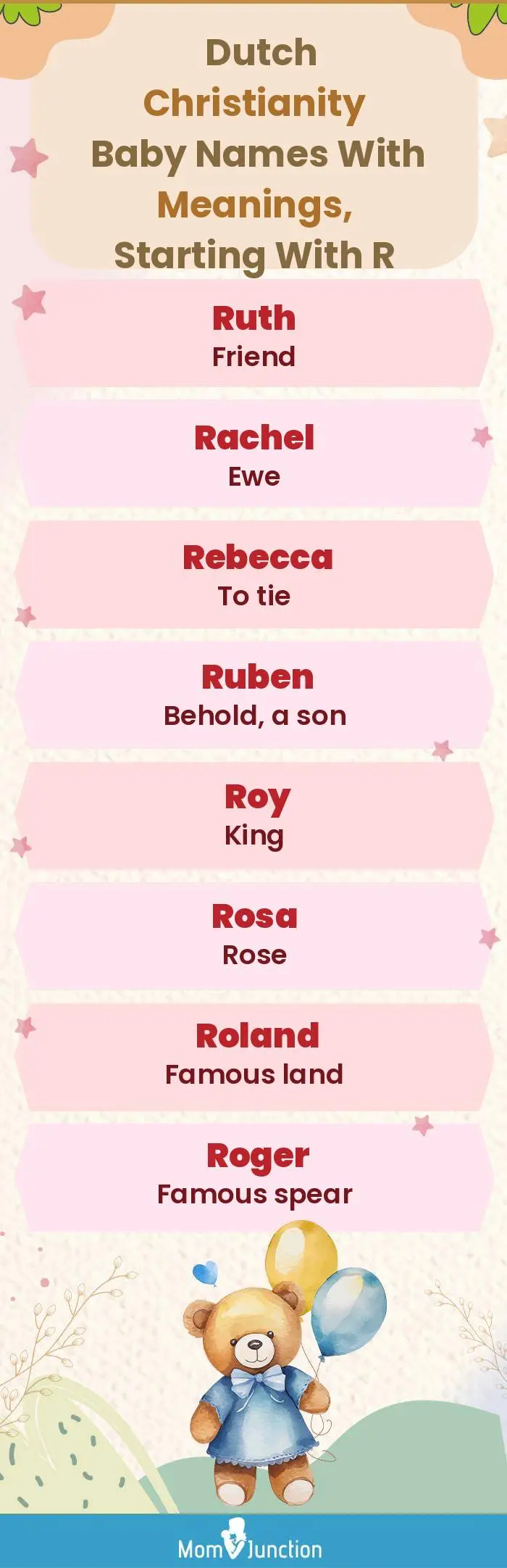  Dutch Christianity Baby Names with Meanings, Starting With R(infographic)