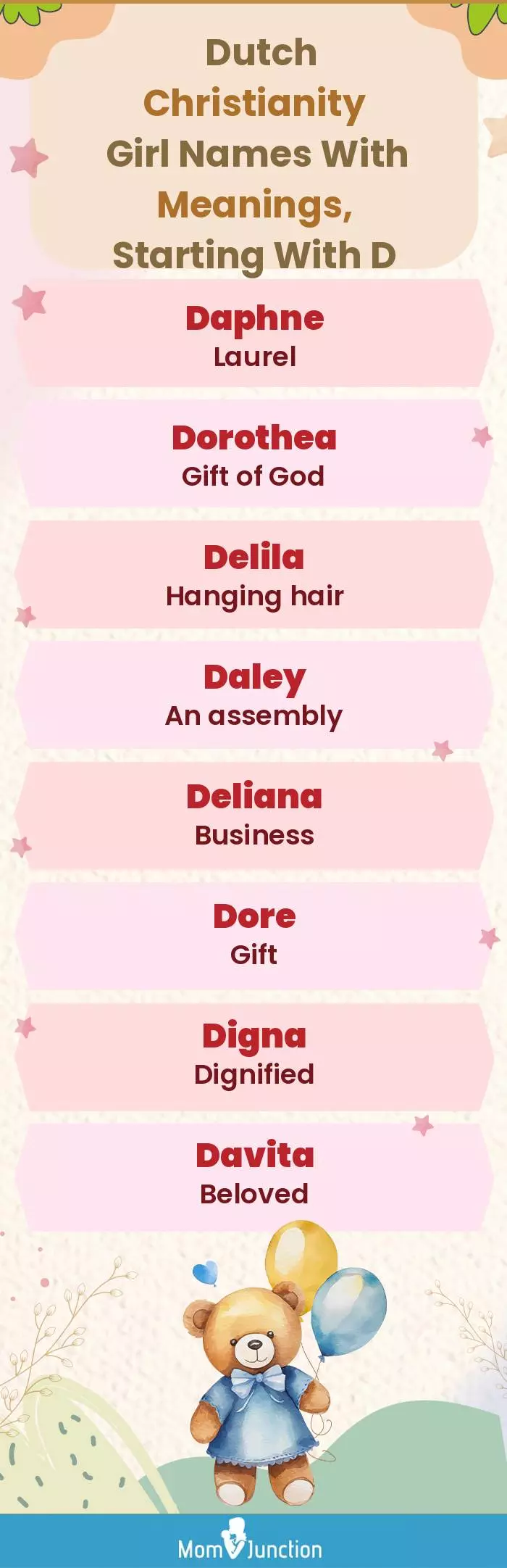  Dutch Christianity Girl Names with Meanings, Starting With D(infographic)